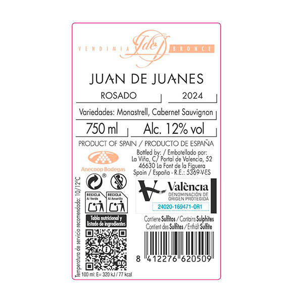 Juan de Juanes Vendimia bronce, rosado