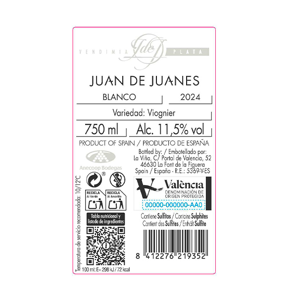 Juan de Juanes Vendimia Plata Viognier